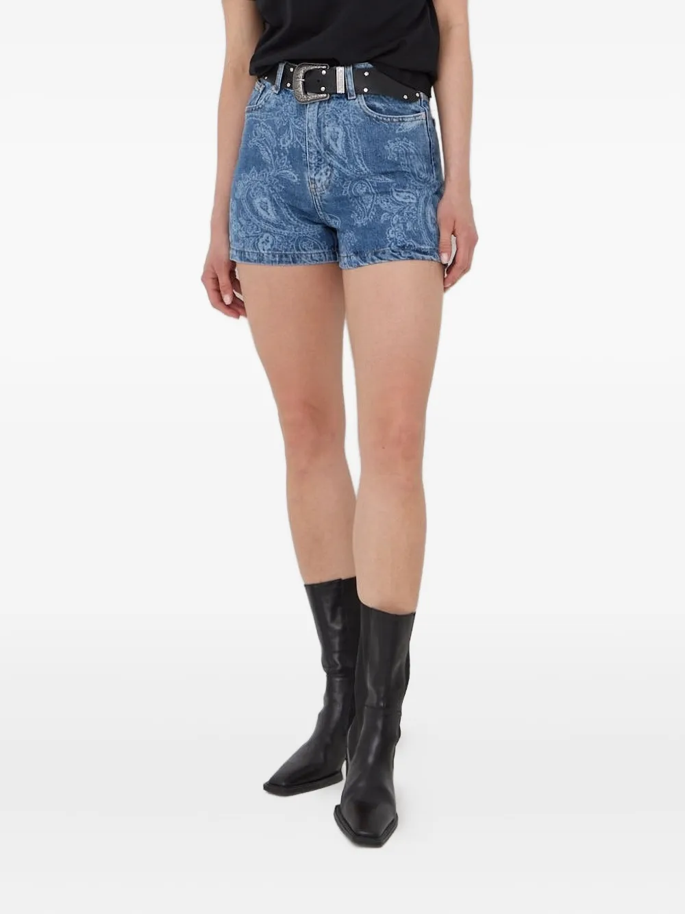 The Kooples paisley-print denim shorts | Blue | Image 1