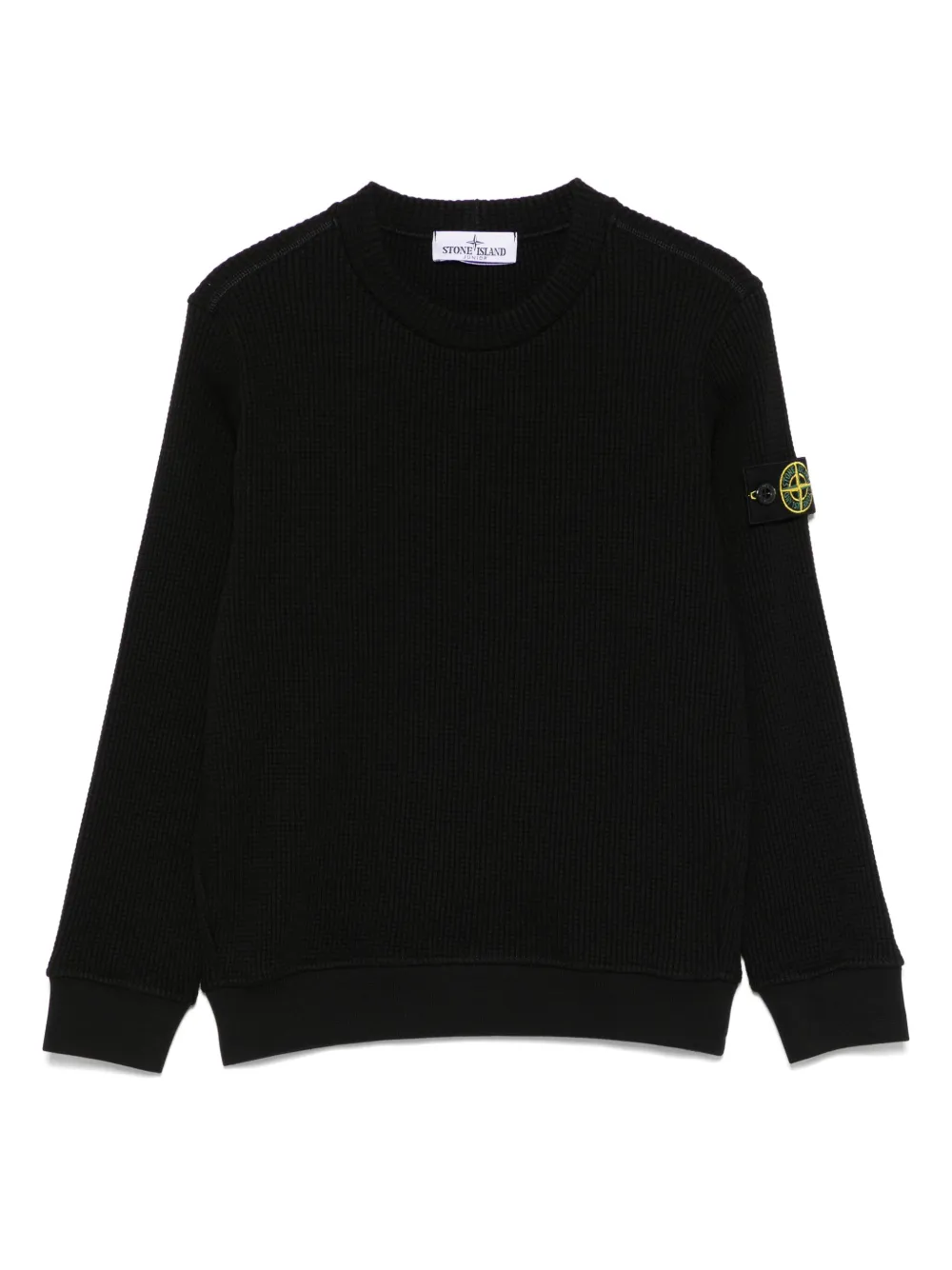 Stone Island Junior Trui met wafeltextuur Zwart