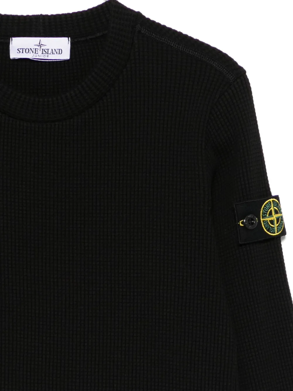 Stone Island Junior Trui met wafeltextuur Zwart