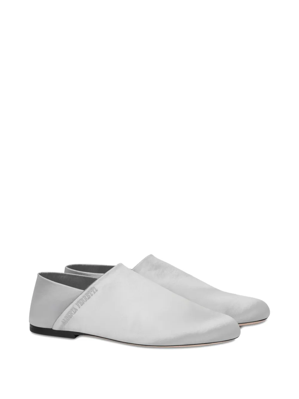 Alberta Ferretti logo-debossed leather loafers Silver
