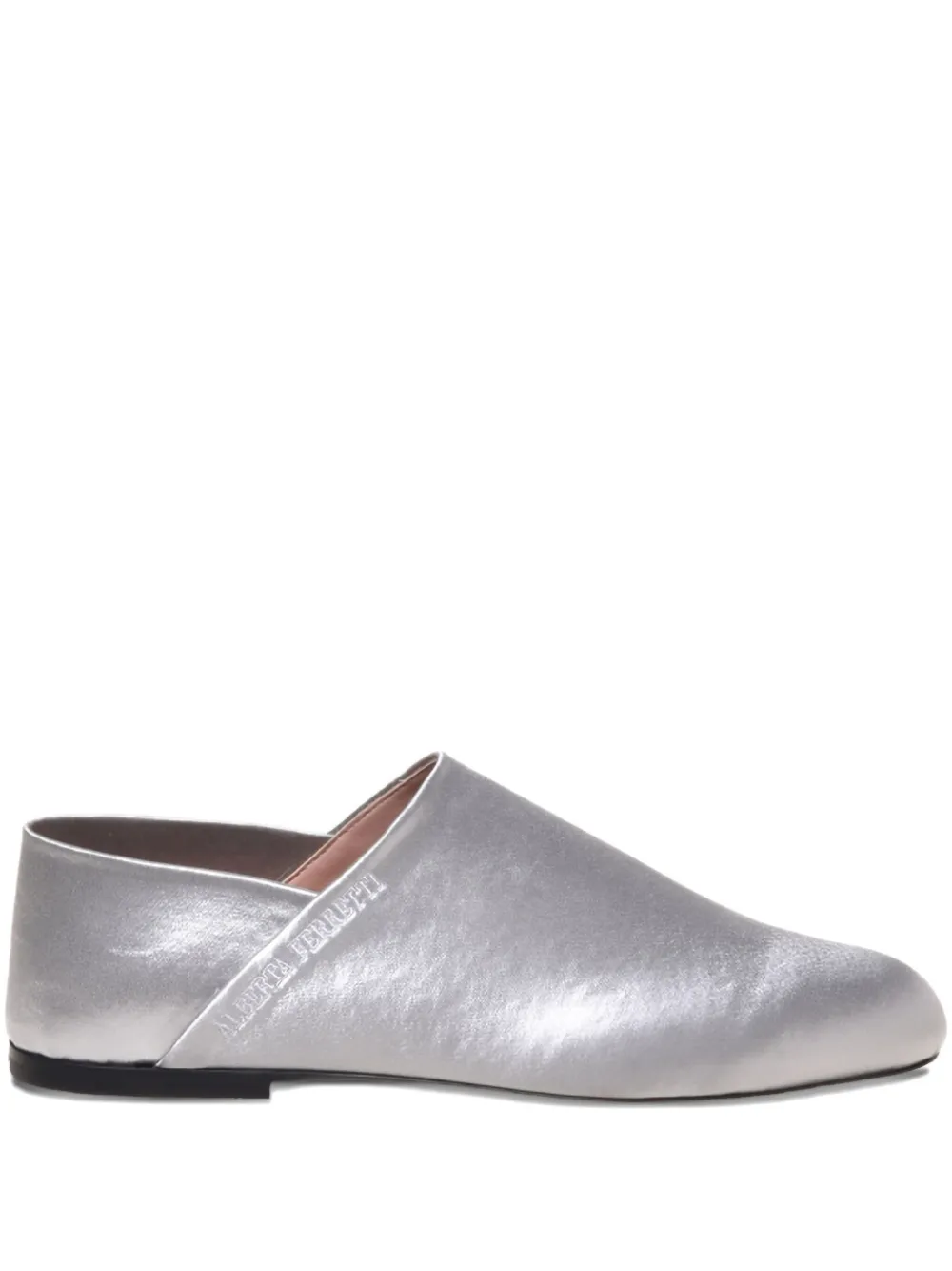 Alberta Ferretti logo-debossed leather loafers Silver