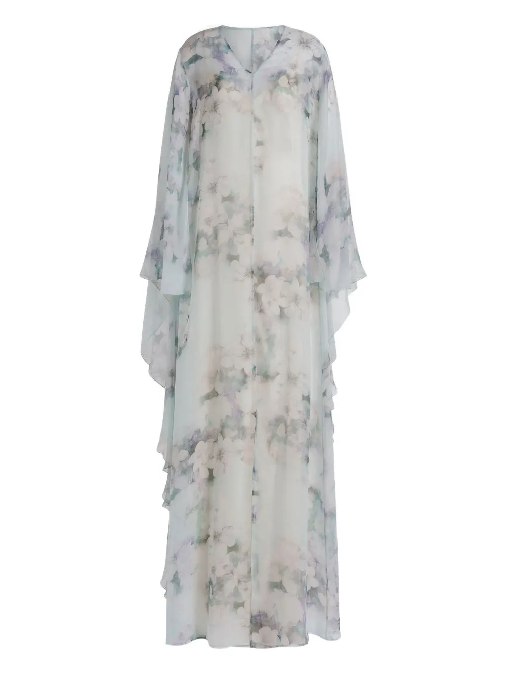 Alberta Ferretti floral-print cape maxi dress | Blue | Image 1