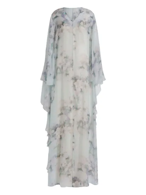 Alberta Ferretti vestido largo estilo capa con estampado floral