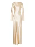 Alberta Ferretti satin long dress - White