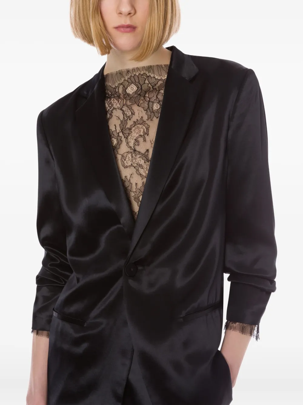 Alberta Ferretti Satijnen blazer Zwart