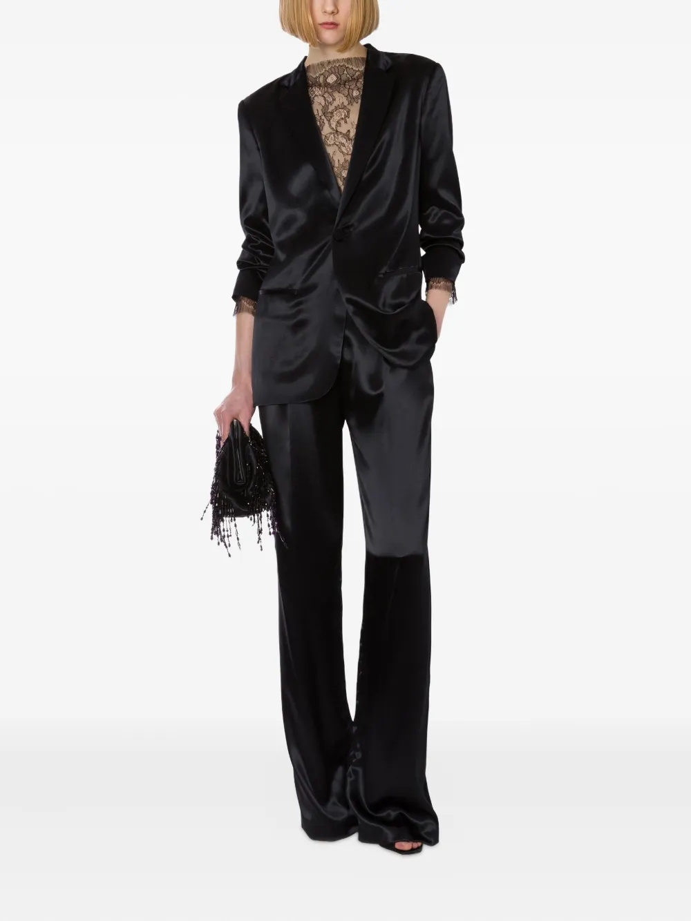 Alberta Ferretti Satijnen blazer Zwart