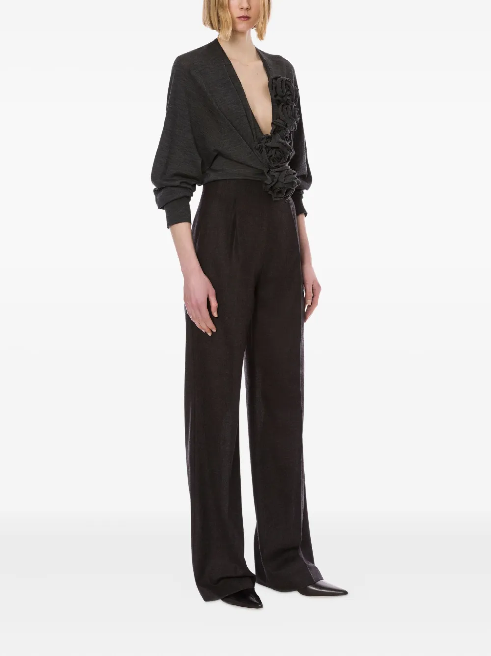 Alberta Ferretti High waist broek van scheerwol Grijs