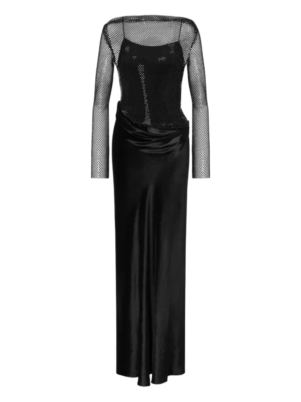 Alberta Ferretti mesh-overlay Dress | Black | FARFETCH