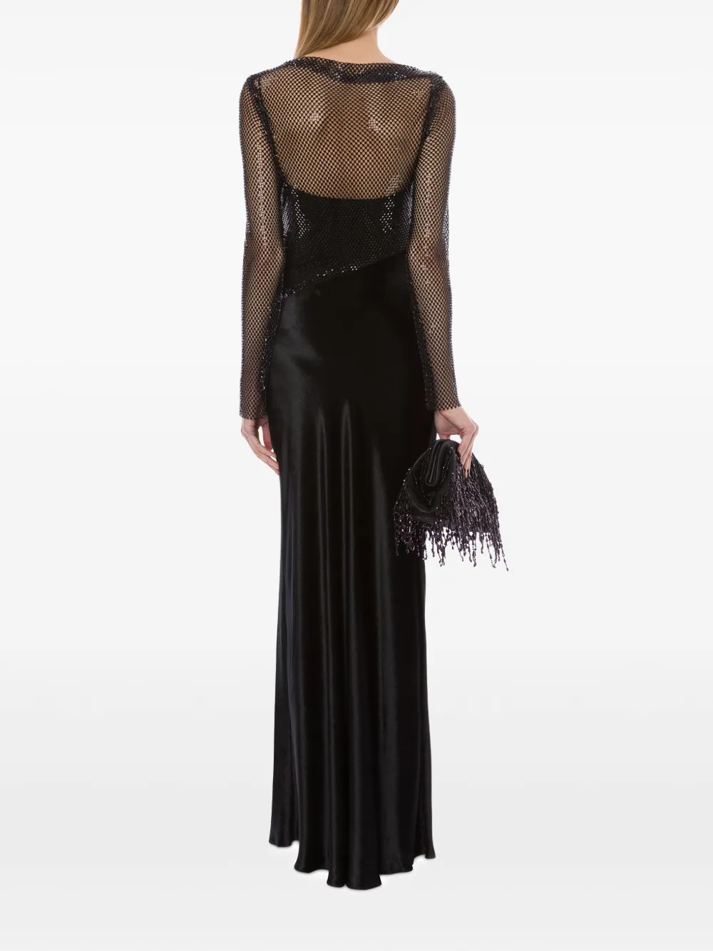 Alberta Ferretti Mesh-overlay Dress In Black