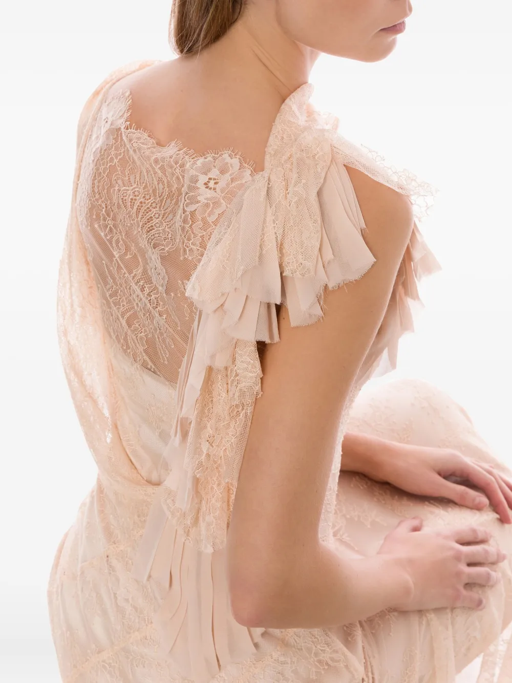 Alberta Ferretti Jurk met overslag van kant Roze