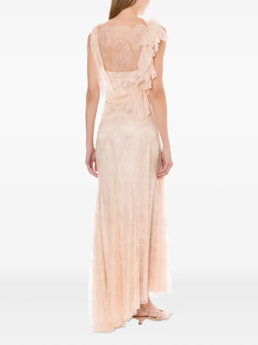 Alberta Ferretti Jurk met overslag van kant Roze