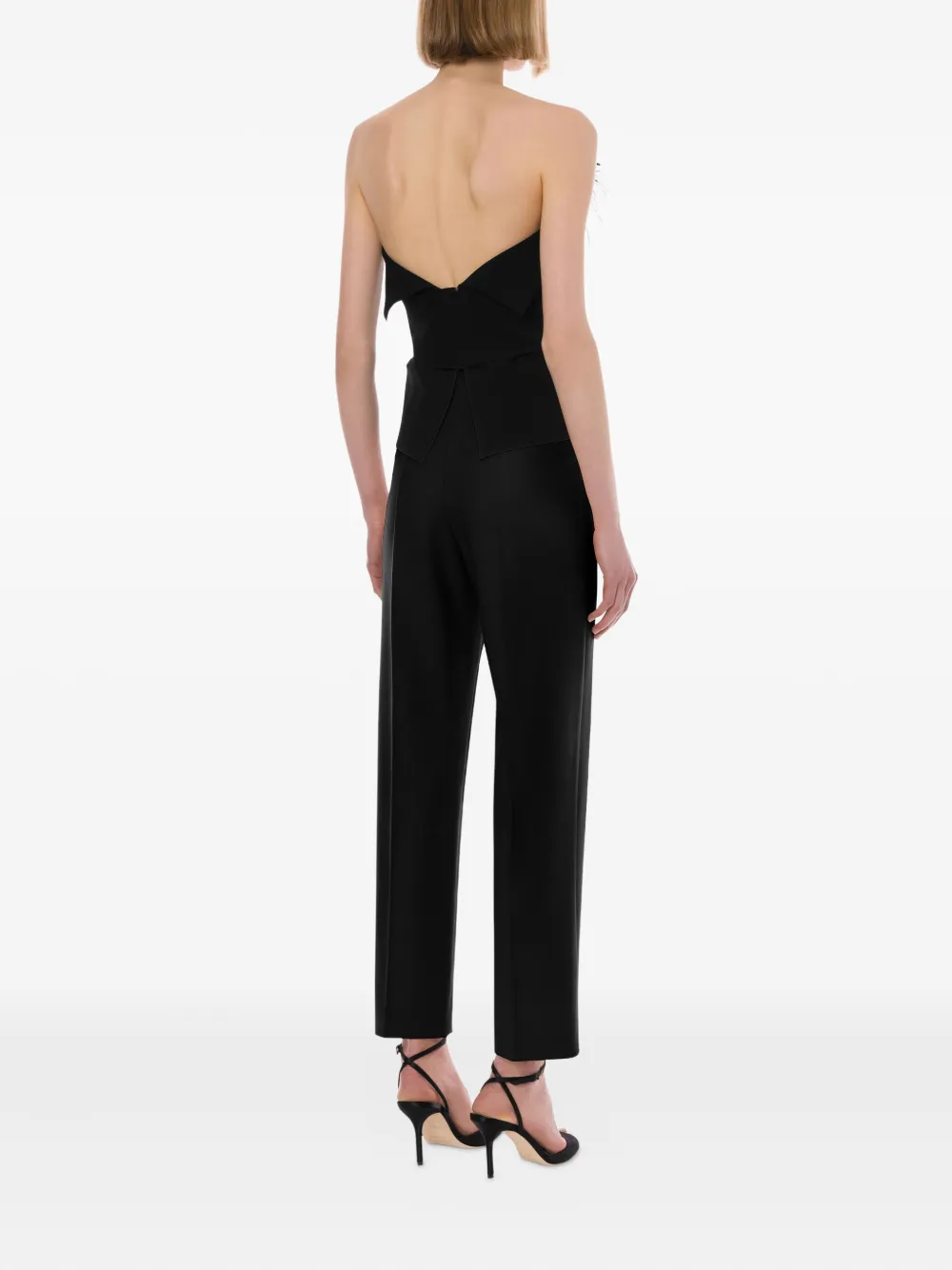 Alberta Ferretti High Waist Straight Leg Trousers With Crease Detailing In Black