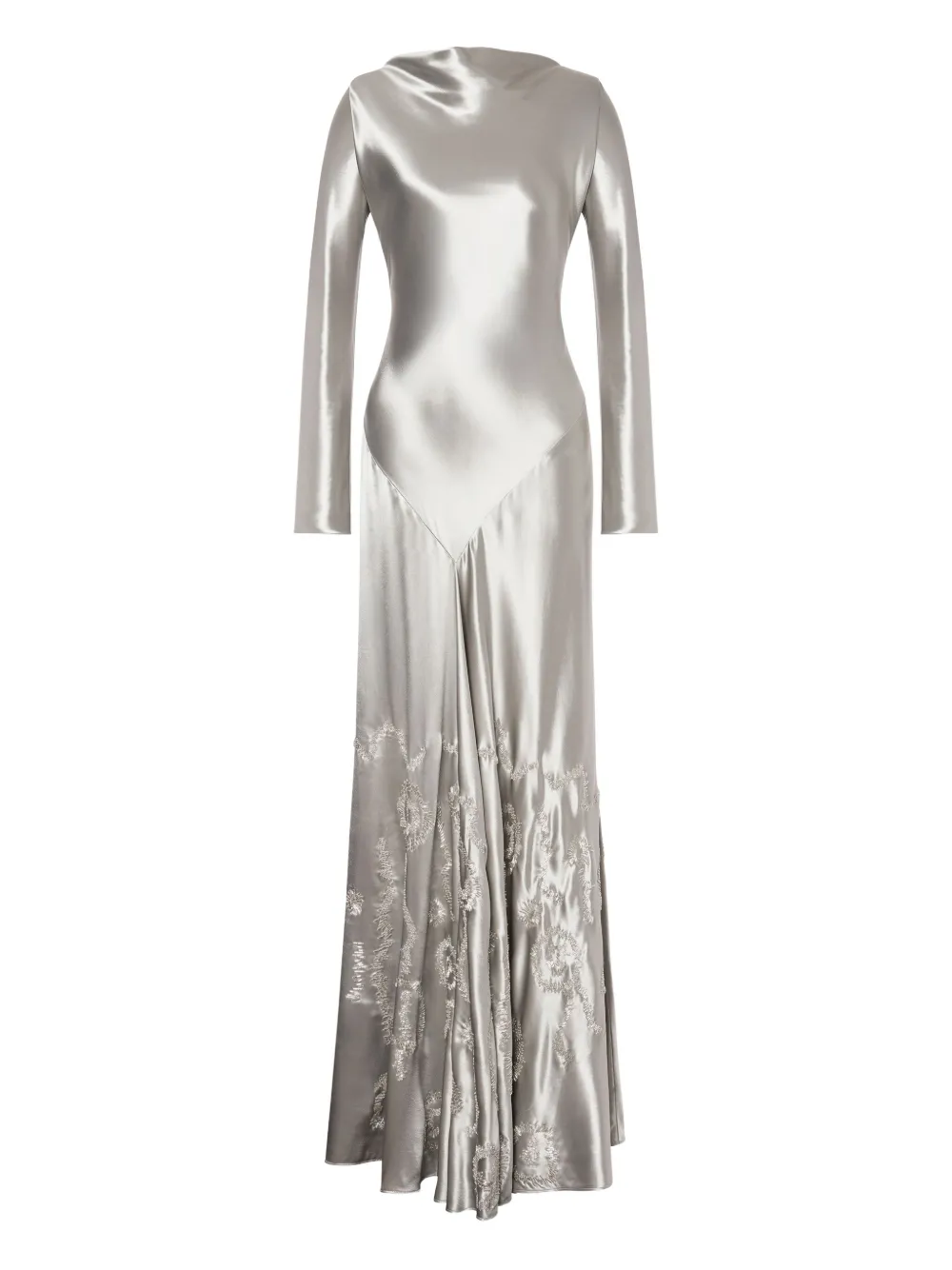 Alberta Ferretti Satijnen maxi-jurk Zilver
