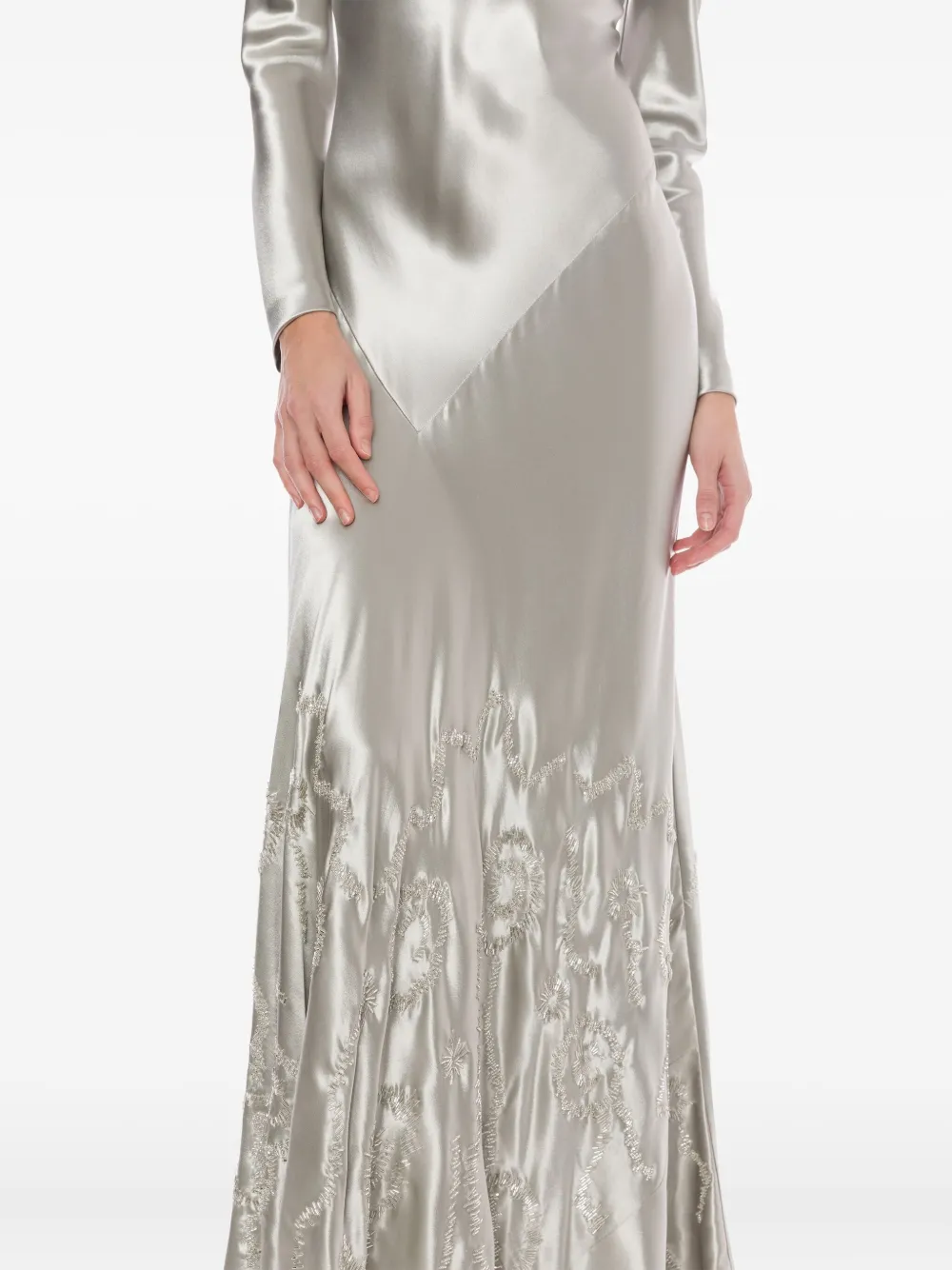 Alberta Ferretti Satijnen maxi-jurk Zilver
