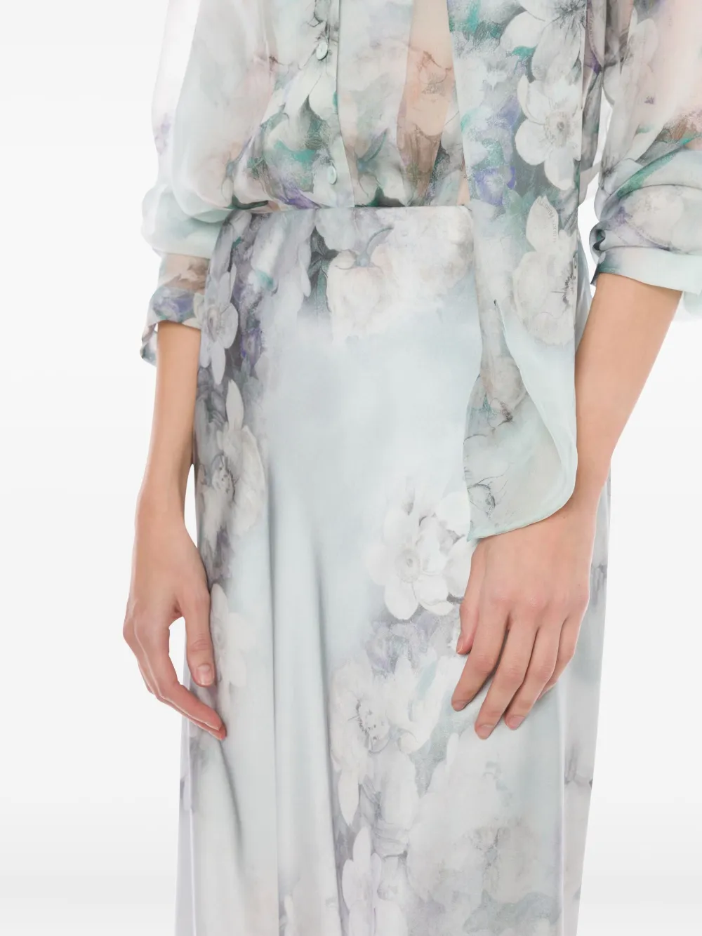 Alberta Ferretti Satijnen midi-rok Grijs