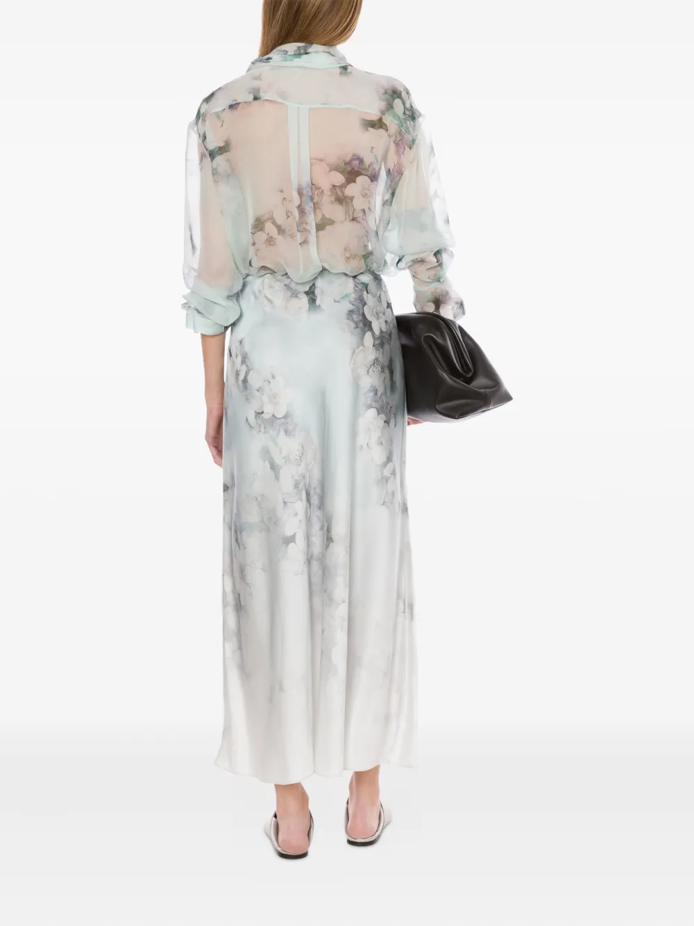Alberta Ferretti Satijnen midi-rok Grijs