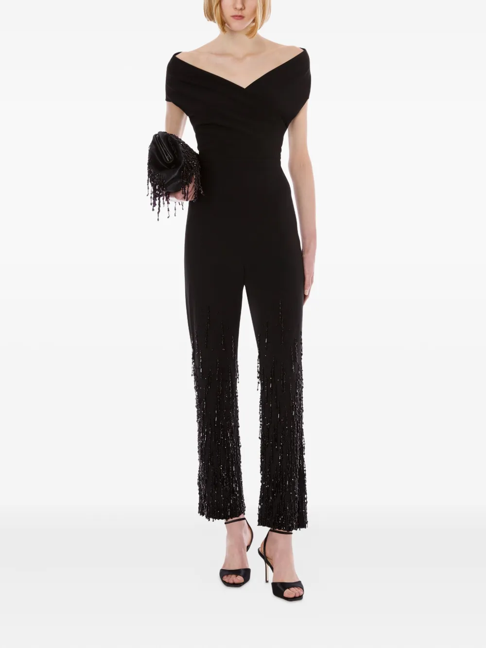 Alberta Ferretti Broek met kralendetail Zwart