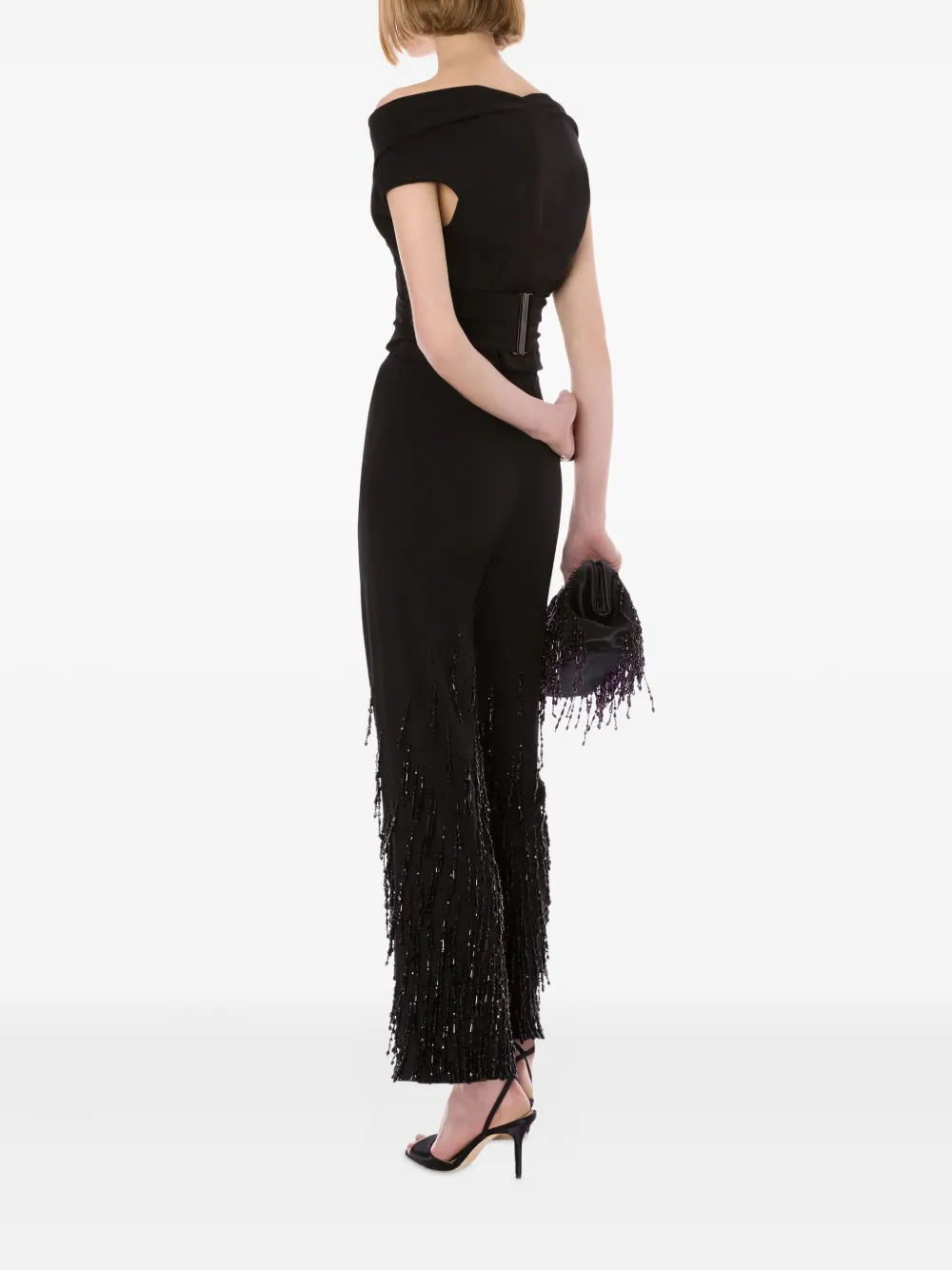 Alberta Ferretti Broek met kralendetail Zwart