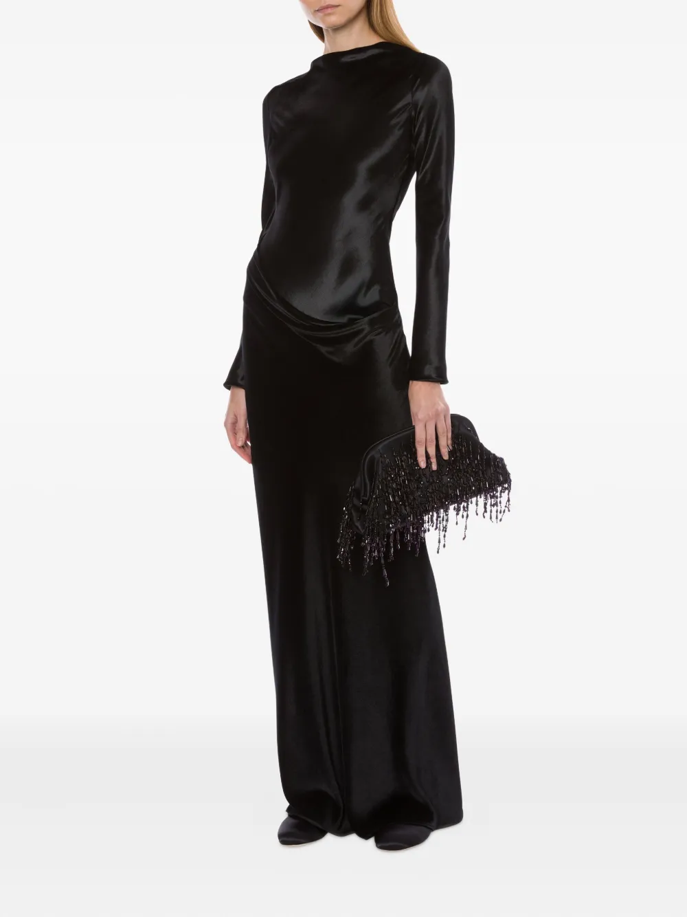 Alberta Ferretti Satijnen maxi-jurk Zwart