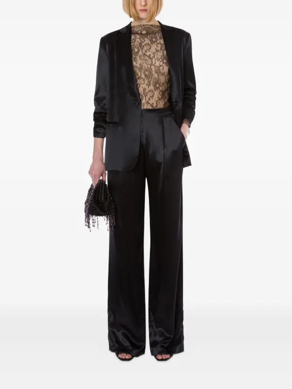 Alberta Ferretti Satin high-waisted Trousers | Black | FARFETCH