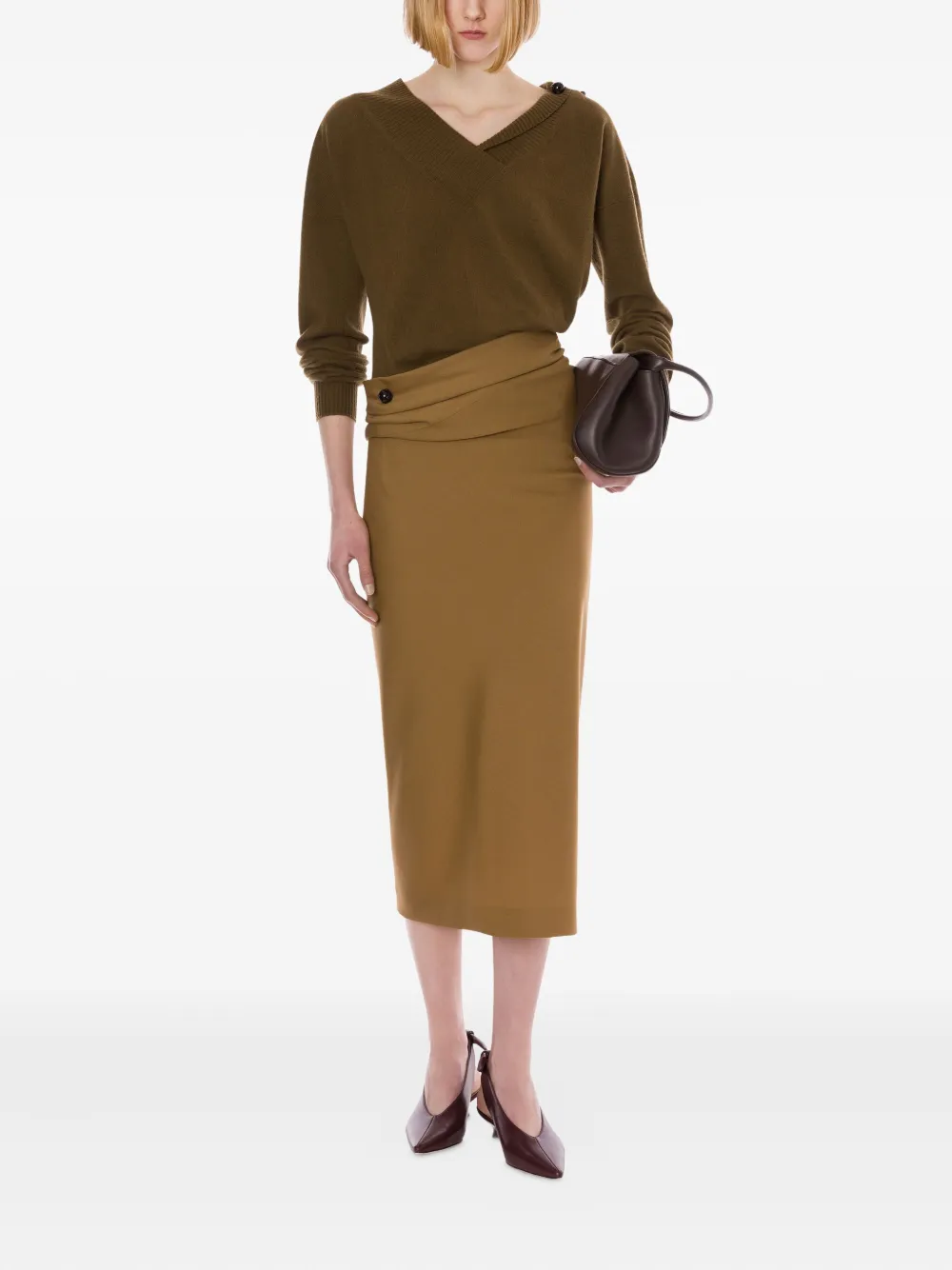 Alberta Ferretti Gesmockte midi-rok Bruin