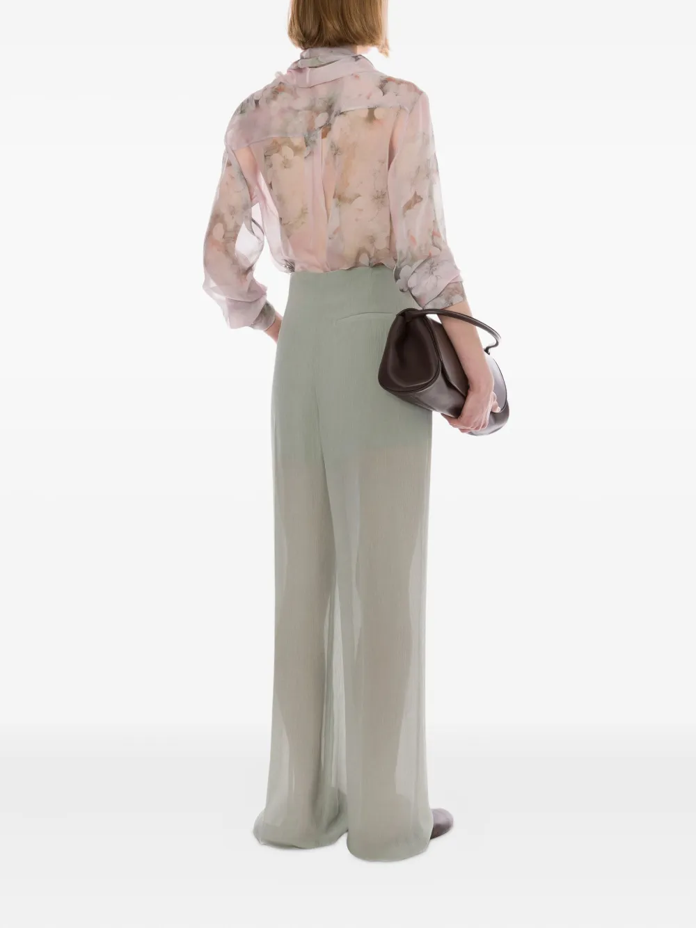 Alberta Ferretti High waist plooibroek Grijs