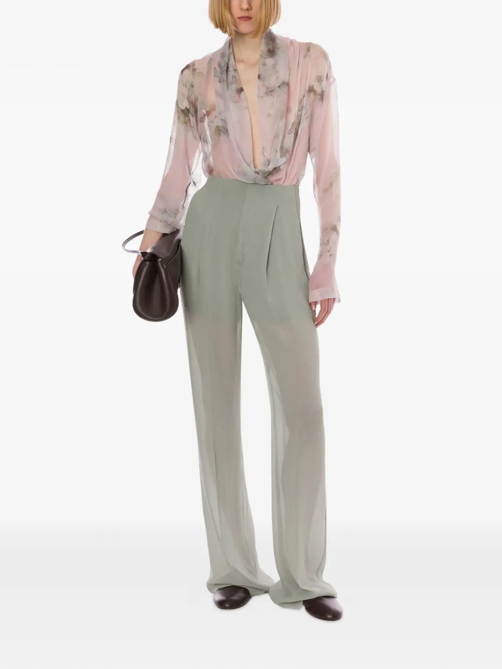 Alberta Ferretti High waist plooibroek Grijs