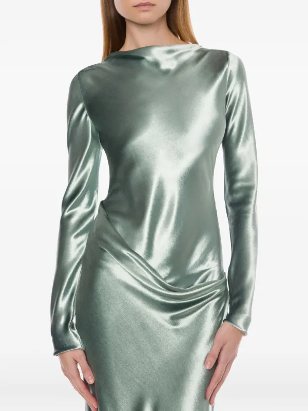 Alberta Ferretti Satin Long Dress | Green | FARFETCH JO