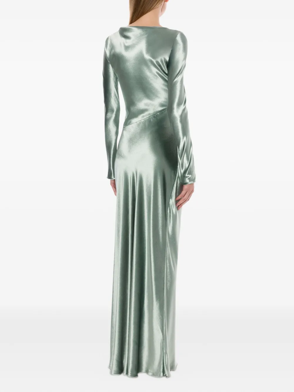 Alberta Ferretti Satijnen maxi-jurk Groen