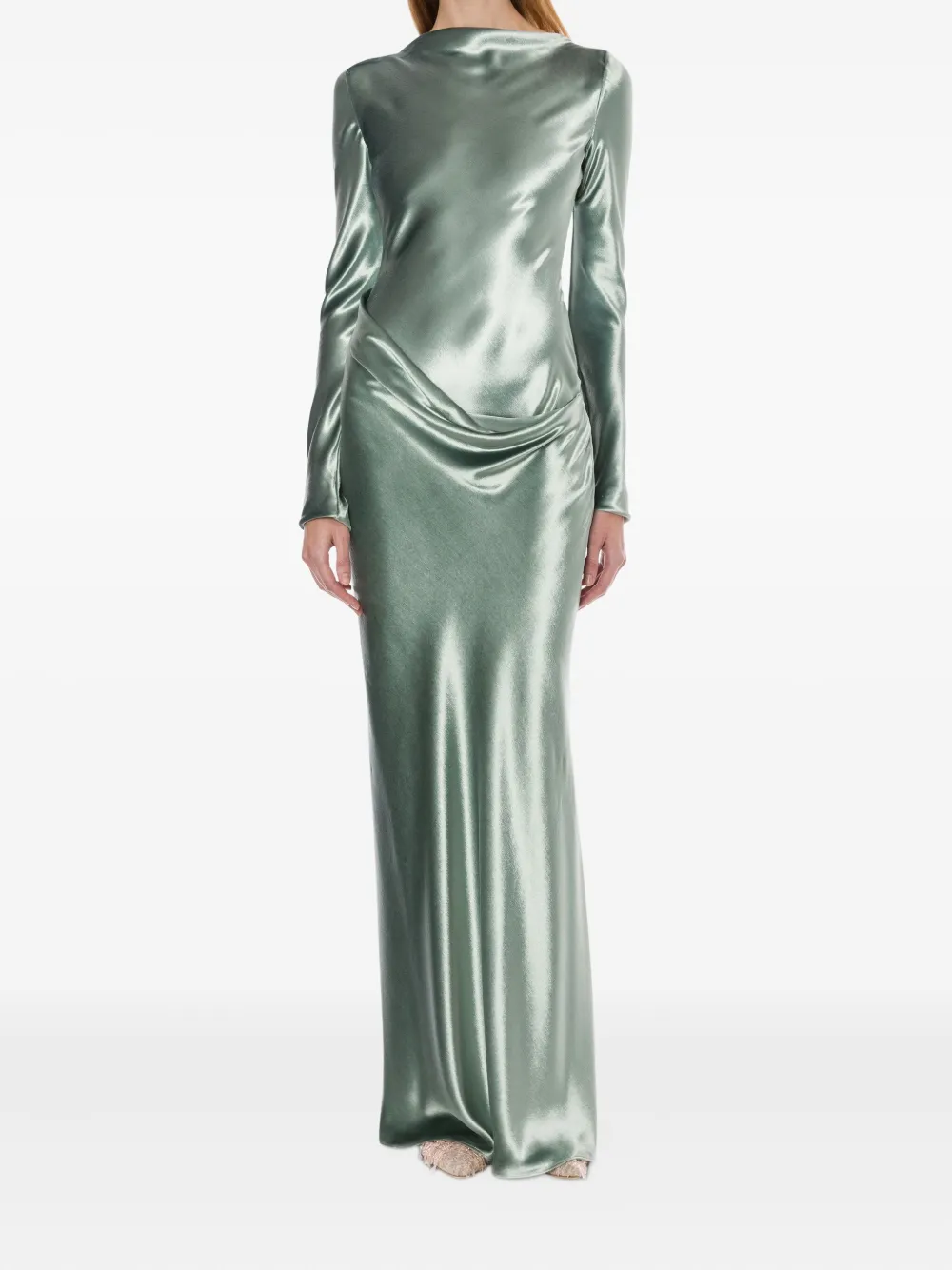 Alberta Ferretti Satijnen maxi-jurk Groen