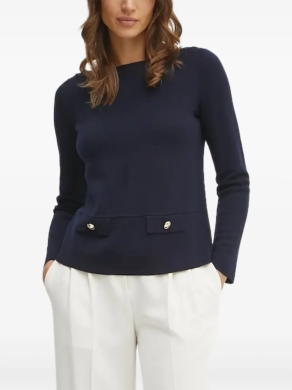 LUISA SPAGNOLI Monome boat-neck buttoned pullover | Blue | Image 1