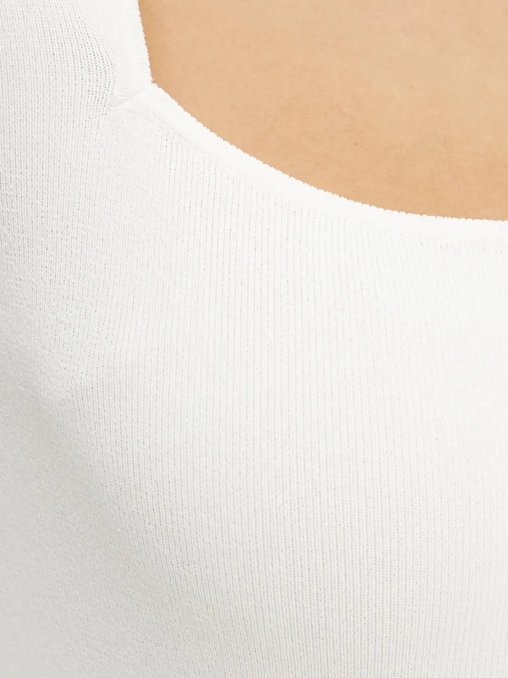 Luisa Spagnoli Square-neck Ribbed Top In White