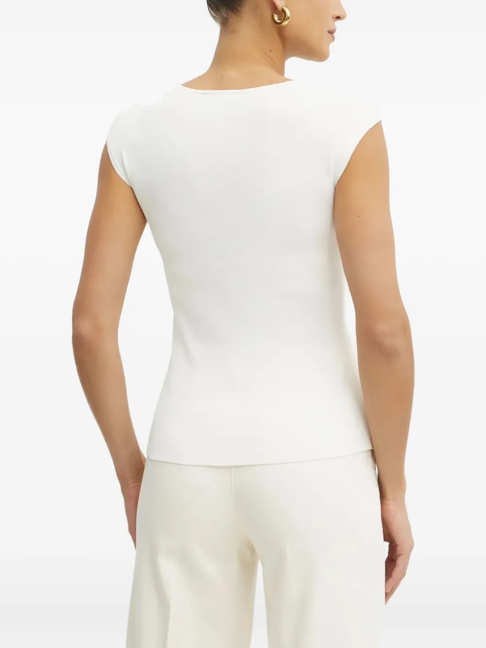 Luisa Spagnoli Square-neck Ribbed Top In White