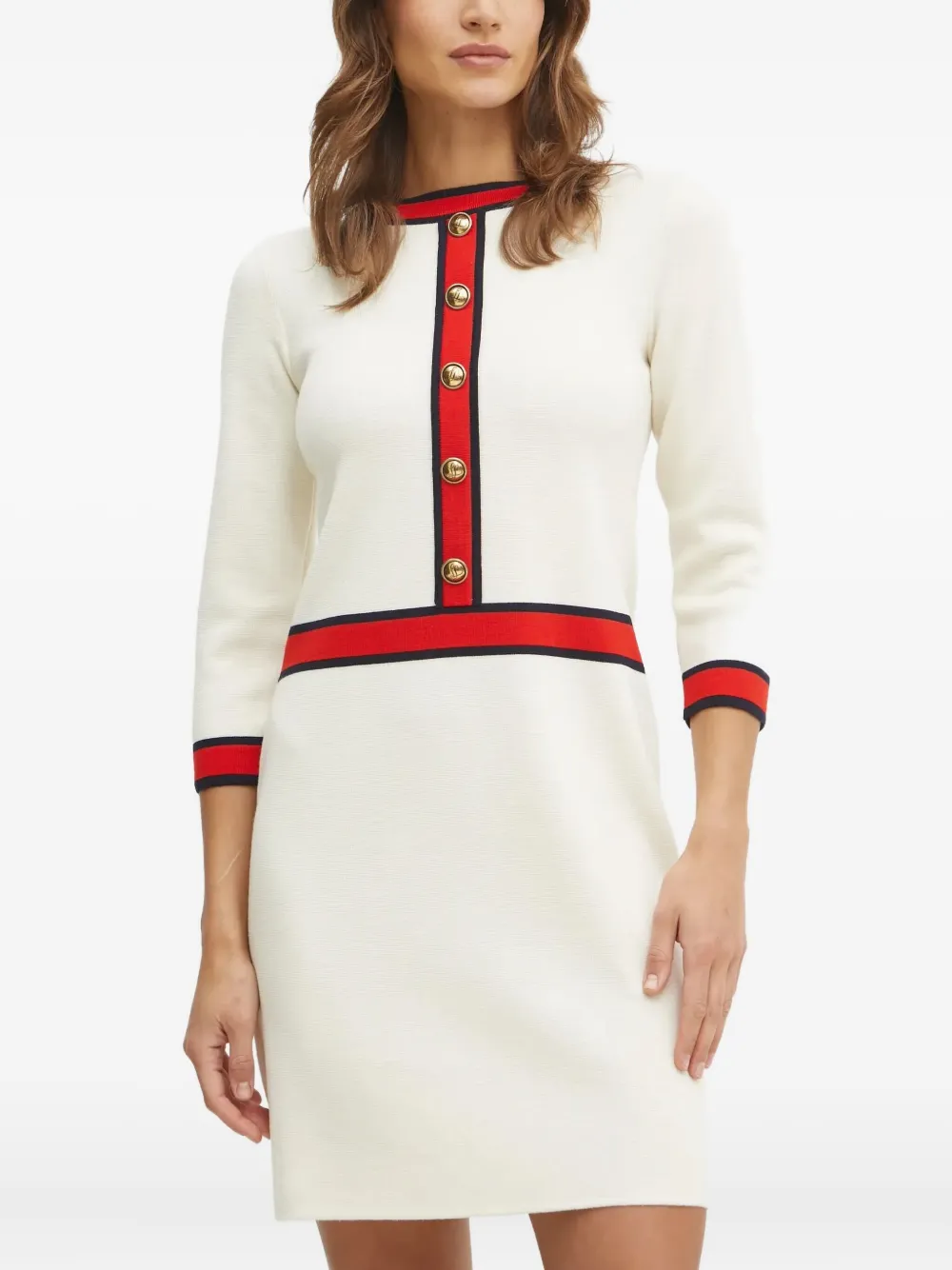 button-detailed knitted mini dress