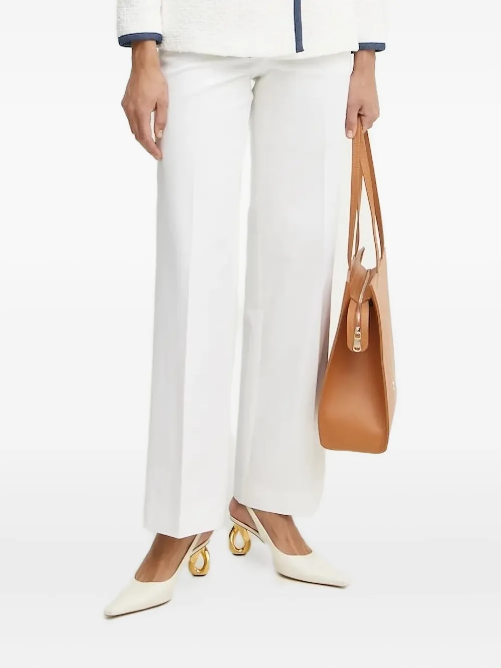 Luisa Spagnoli Gold-button Trousers In White