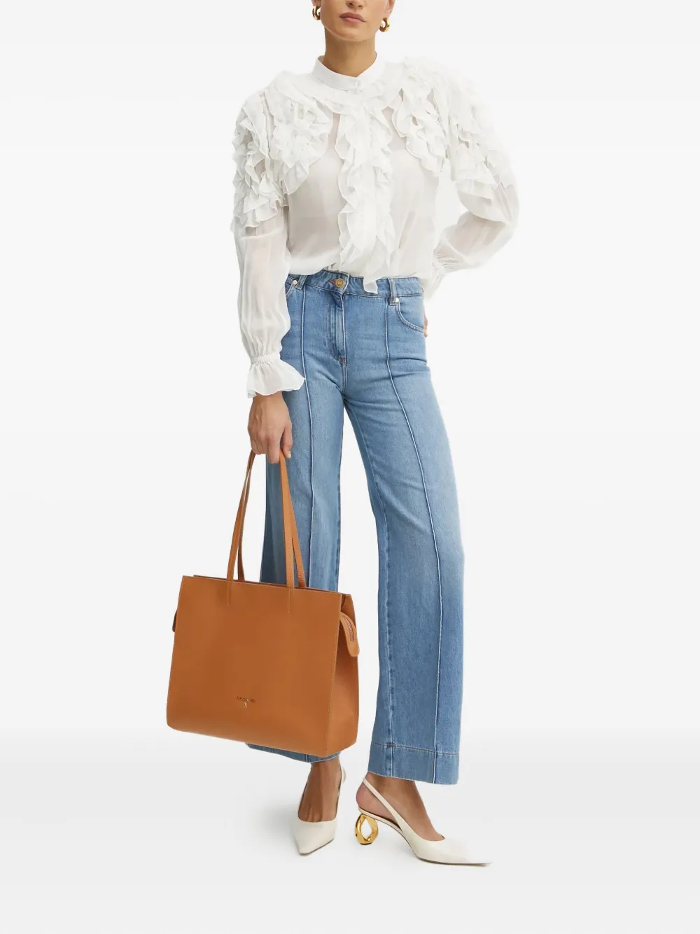 LUISA SPAGNOLI ruffled-shoulder shirt - Wit