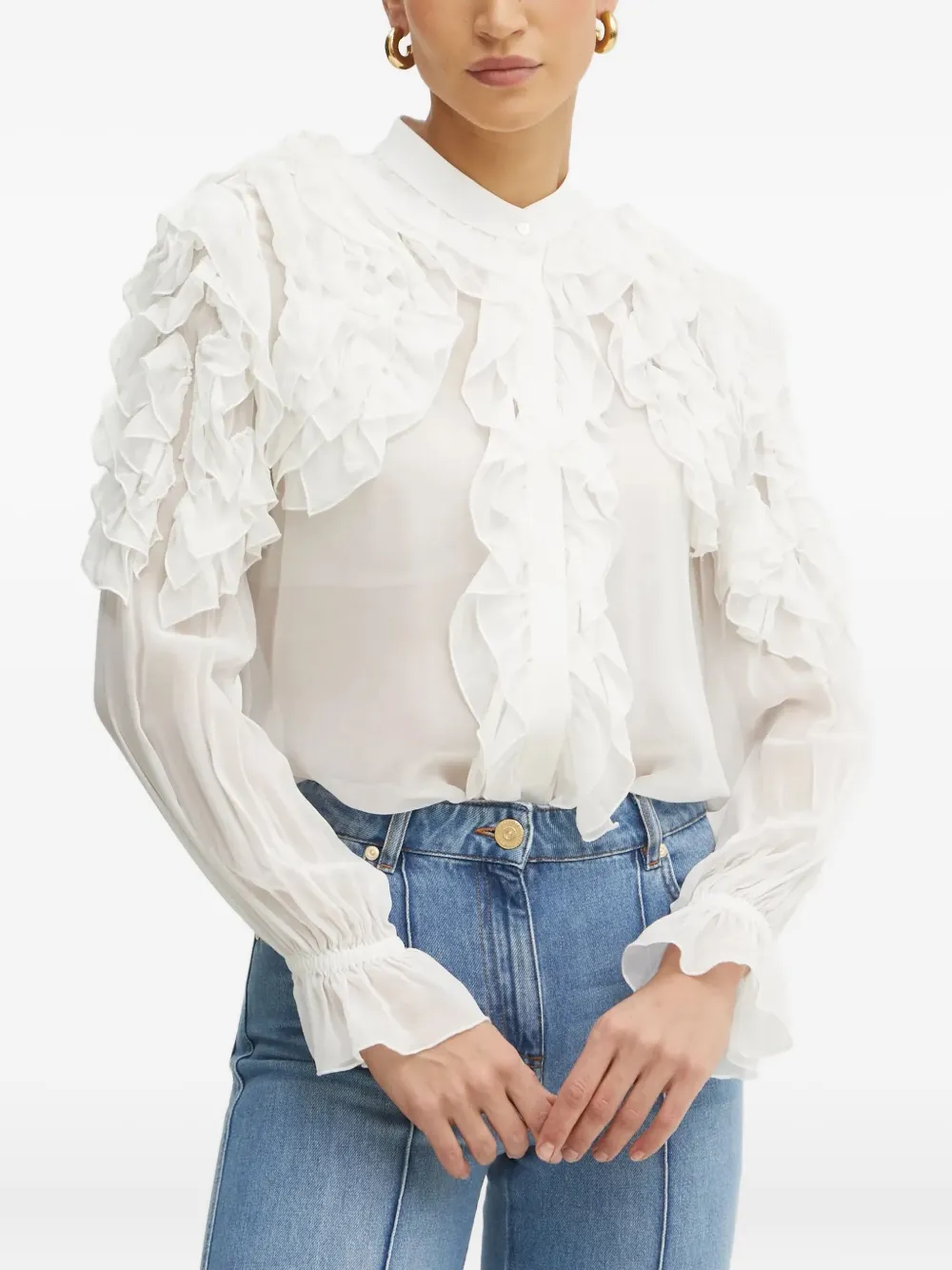 ruffled-shoulder shirt