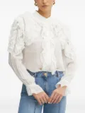 LUISA SPAGNOLI ruffled-shoulder shirt - White
