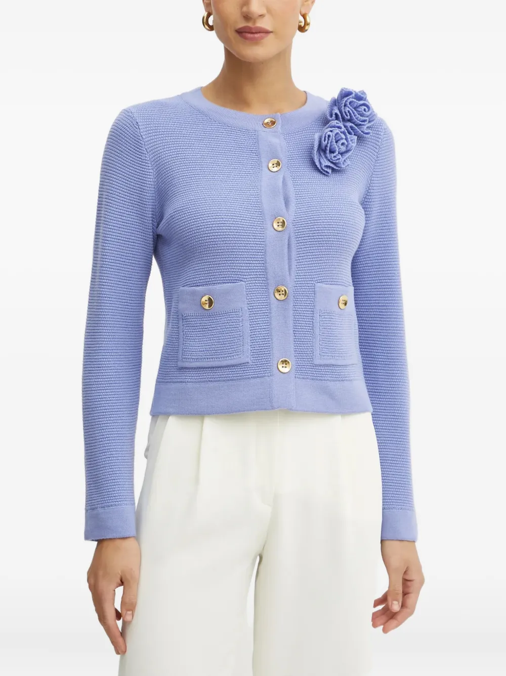 LUISA SPAGNOLI floral-appliqué cardigan | Purple | Image 1