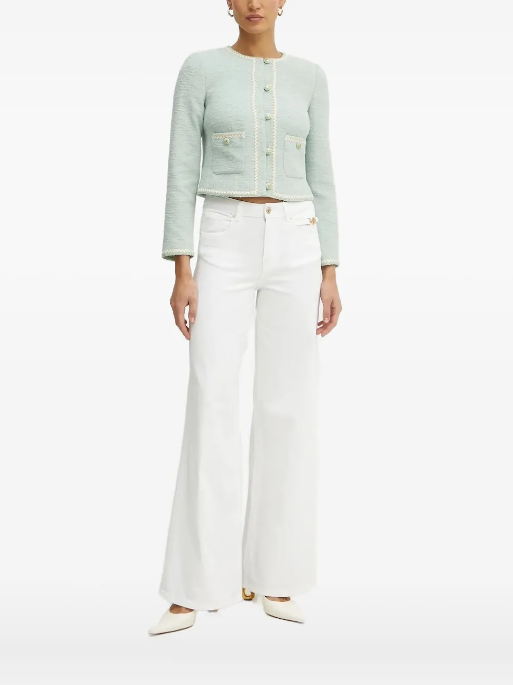 LUISA SPAGNOLI tweed embellished jacket - Verde