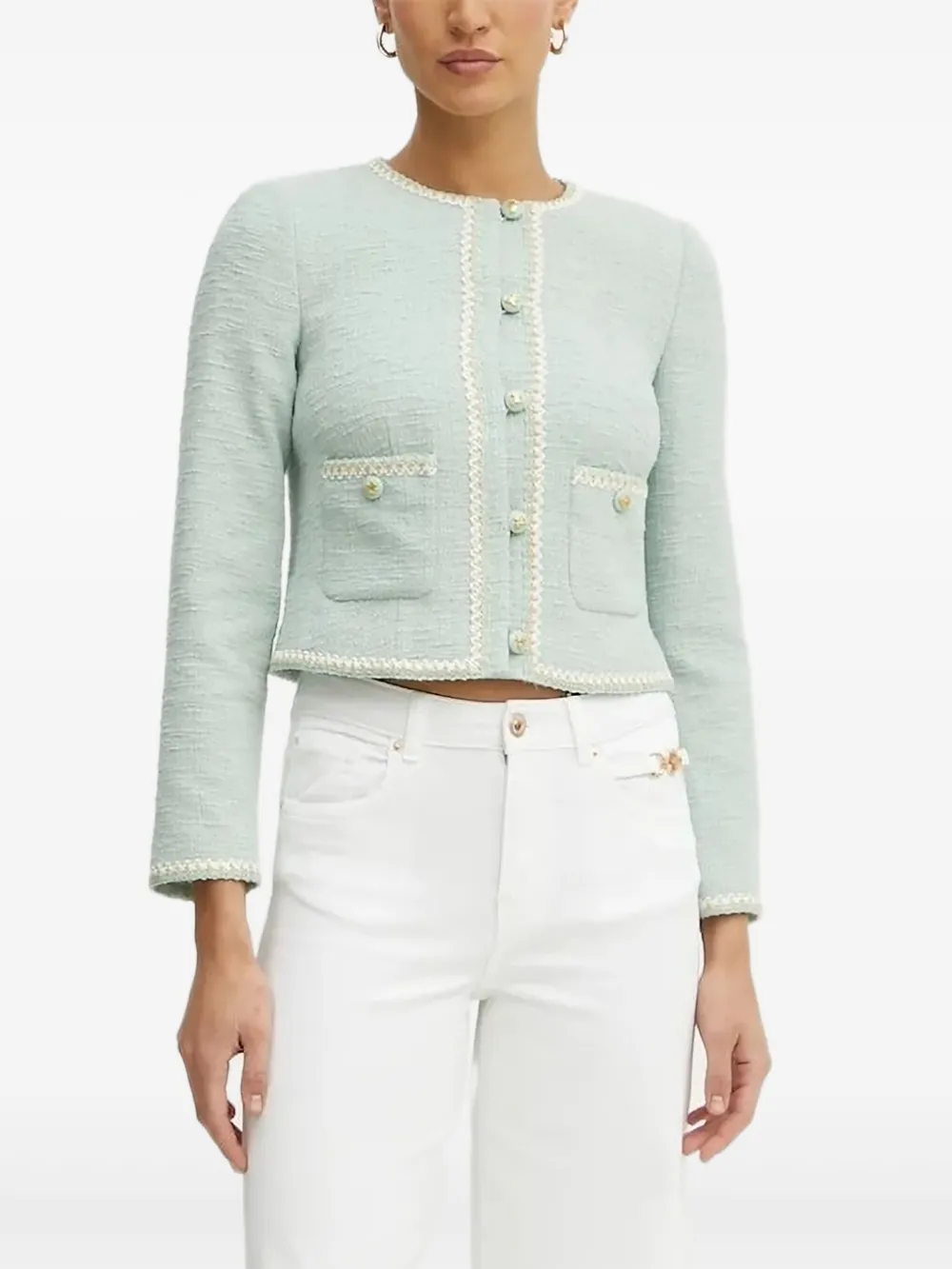 LUISA SPAGNOLI tweed embellished jacket | Green | Image 1