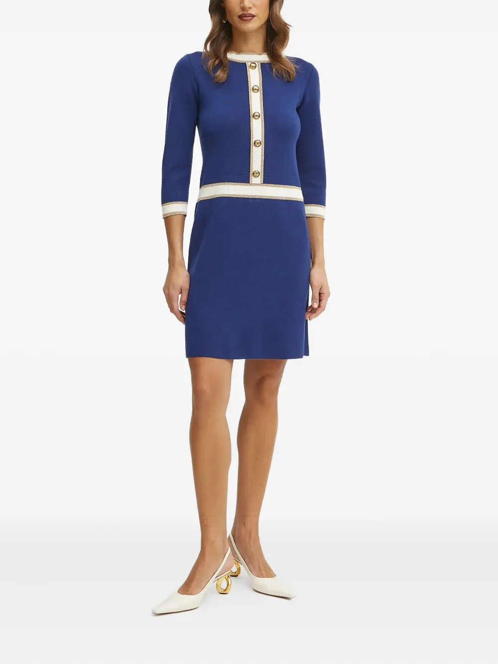 LUISA SPAGNOLI Jurk met cropped mouwen en knopen - Blauw