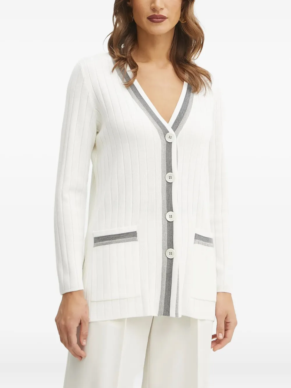 LUISA SPAGNOLI ribbed-knit cardigan - Bianco