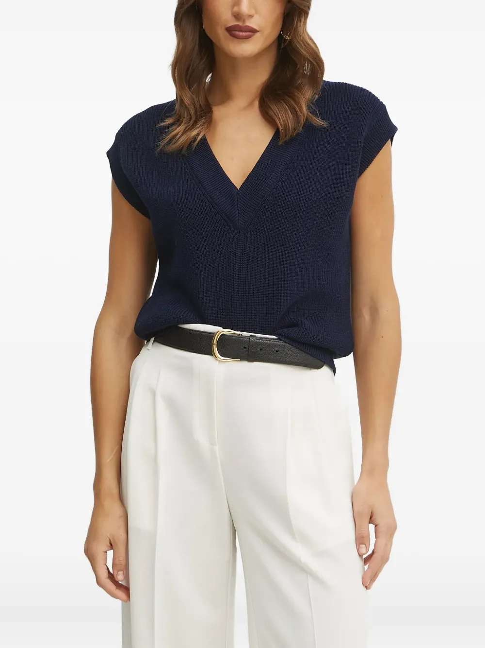 V-neck ribbed vest