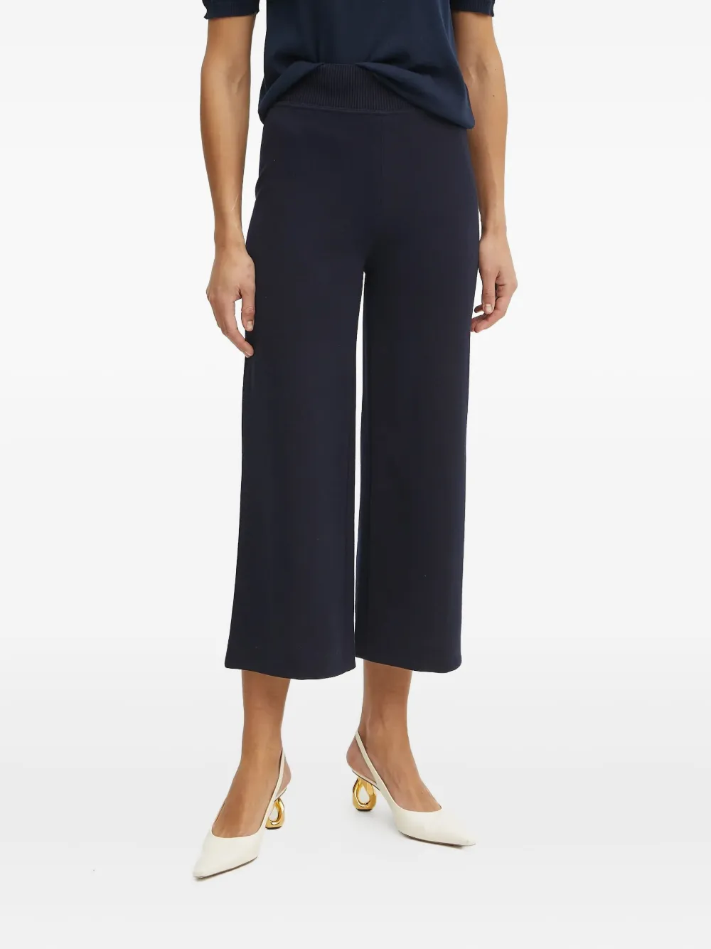 Luisa Spagnoli Ribbed Wide-leg Trousers In Blue