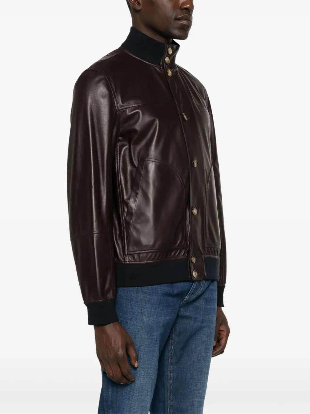 Brunello Cucinelli Leren bomberjack Bruin
