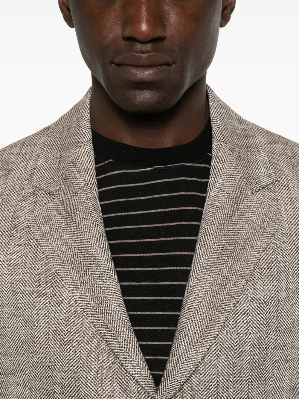 Brunello Cucinelli Blazer met visgraatpatroonn Bruin