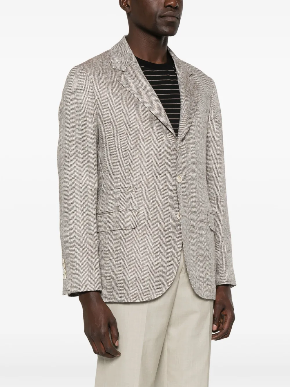 Brunello Cucinelli Blazer met visgraatpatroonn Bruin
