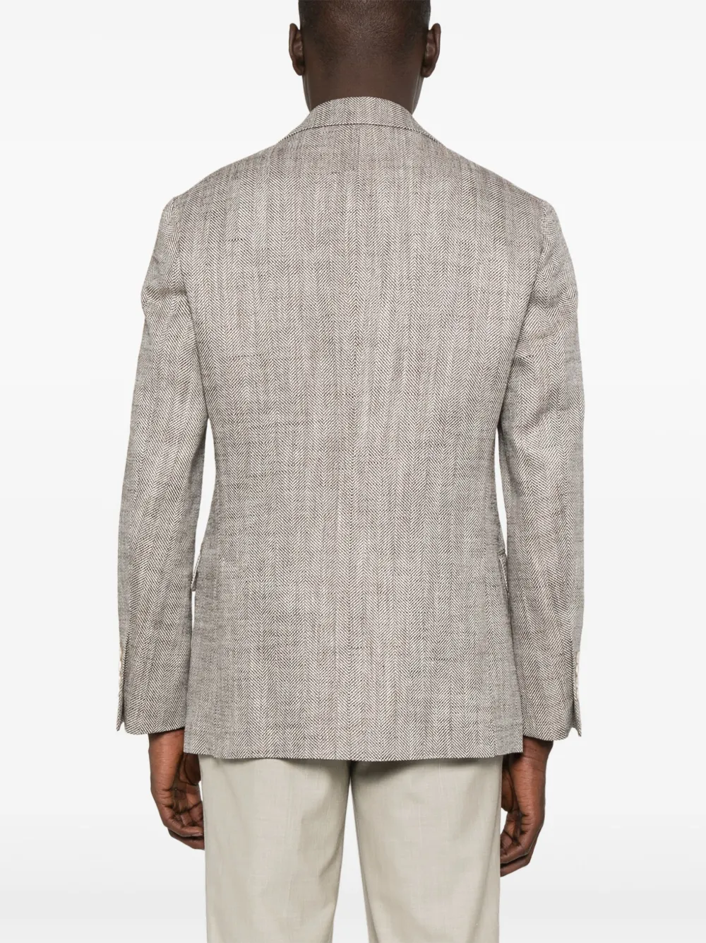 Brunello Cucinelli Blazer met visgraatpatroonn Bruin