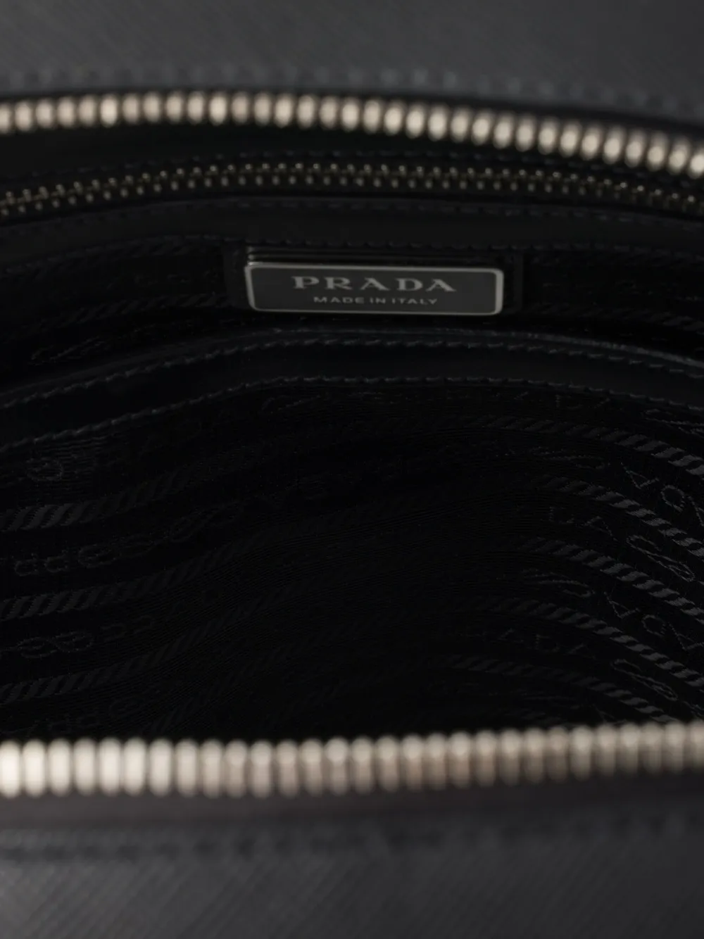 Prada Structured Leather Backpack With Logo Zipper Closure